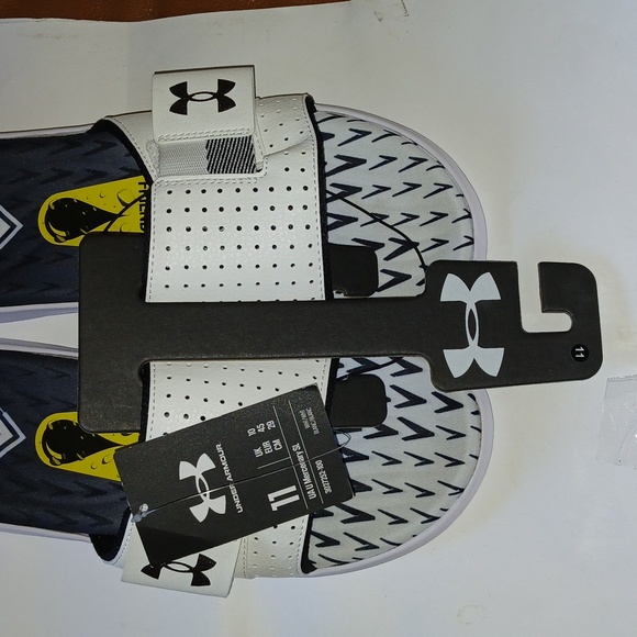 Under Armour Unisex Water Friendly Black white size 11 slides NWT main image 4